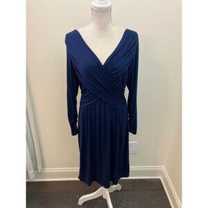 Max Edition Blue Long Sleeve Faux Wrap Dress Size XL